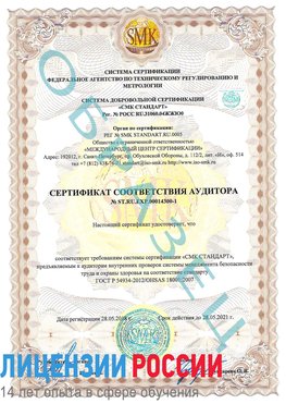 Образец сертификата соответствия аудитора №ST.RU.EXP.00014300-1 Сысерть Сертификат OHSAS 18001
